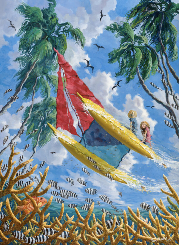 Catamaran painting by Paul Elder