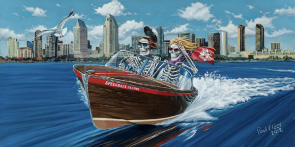 Speedboat painting by Paul Elder